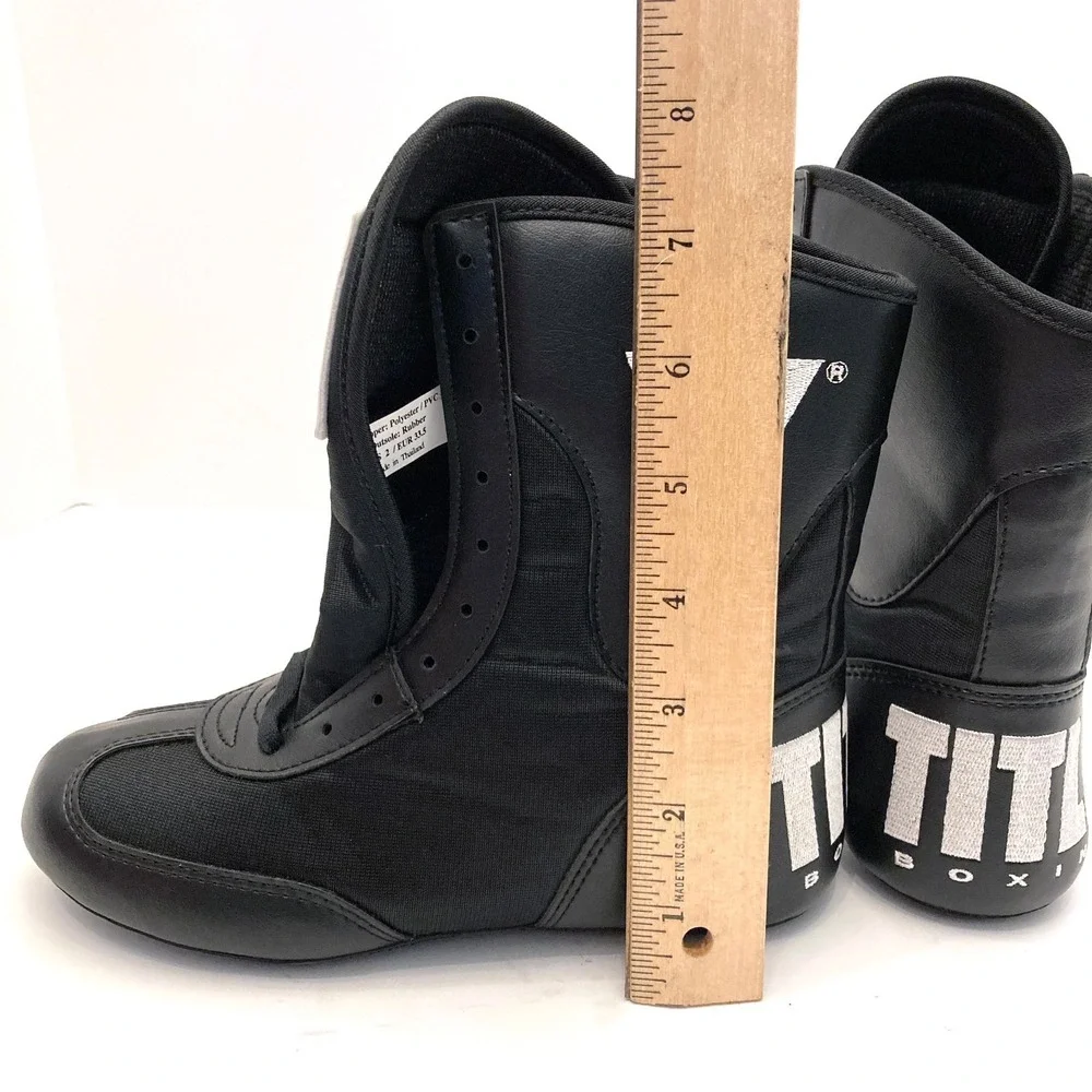 Title Boxing Mid Top Boxing Shoes Boots Kids Size 2 EU 33.5 Black Never Worn